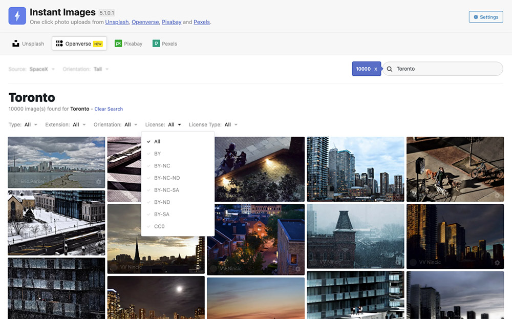 Openverse and Instant Images search and filtering